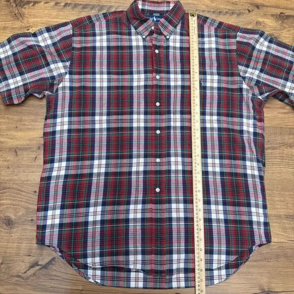 Polo Ralph Lauren Men Large Blaire Plaid Button Down Preppy Equestrian Old Money